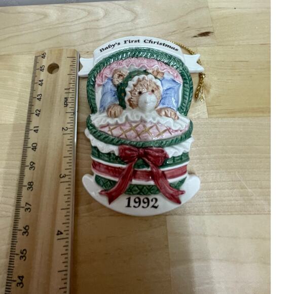 Fitz & Floyd "Rock-A-Bye-Teddy" Baby's 1st Christmas Ornament 1992 With Box - Picture 8 of 9